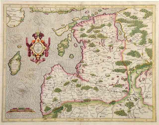 Appraisal: MERCATOR'Livonia' double page engraving hand-coloured x