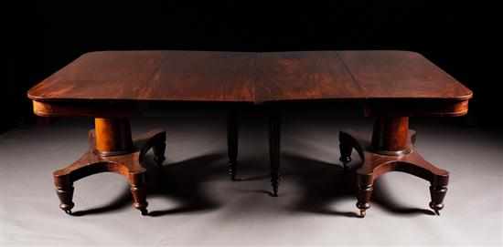 Appraisal: William IV mahogany double pedestal dining table circa two sections