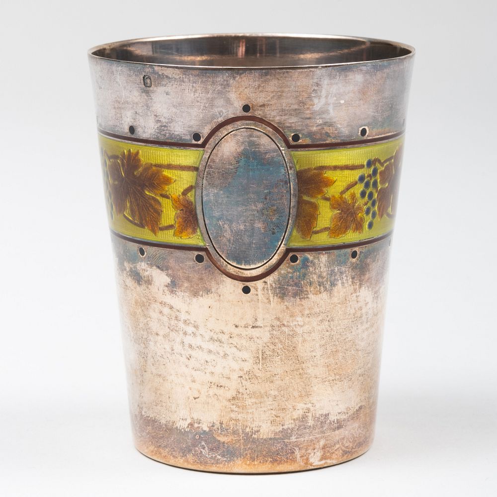 Appraisal: French Enameled Silver Beaker Marked ' ' x in diam