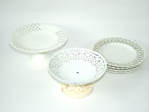 Appraisal: Dresden and Minton white glazed part dessert services comprising seven