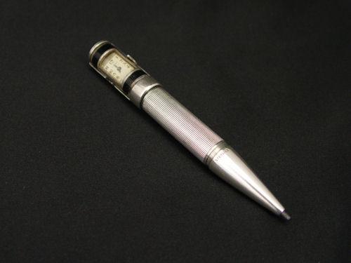 Appraisal: CARTIER ENAMELED STERLING PENCIL WATCH Art Deco mechanical sterling pencil