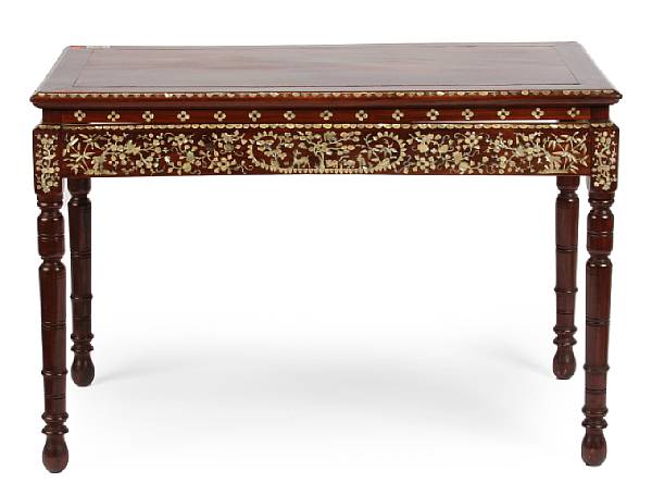 Appraisal: A Chinese inlaid mother of pearl console table height in