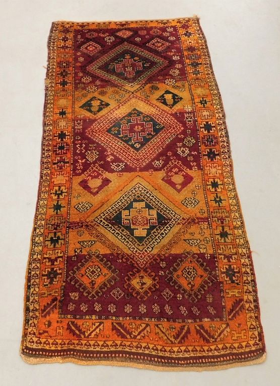 Appraisal: Kurdish Geometric Rug Middle East th Century Navy red and