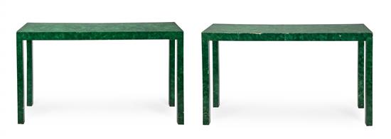 Appraisal: Sale Lot A Pair of Faux Malachite Console Tables th