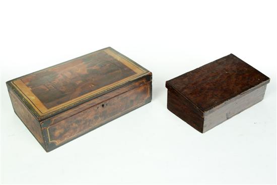 Appraisal: TWO DECORATED BOXES American st half- th century pine Includes