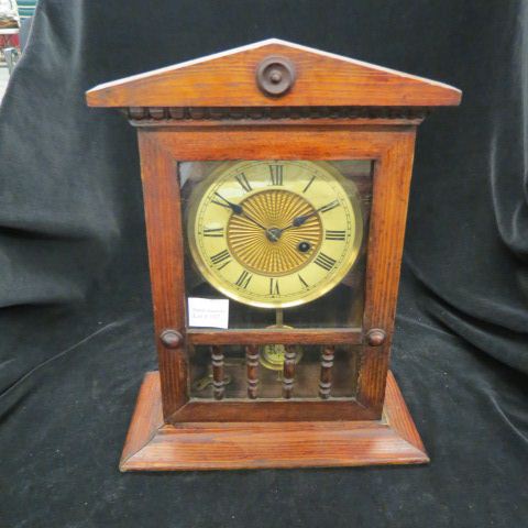 Appraisal: Antique Cottage Clock arch top spindle decor tall working