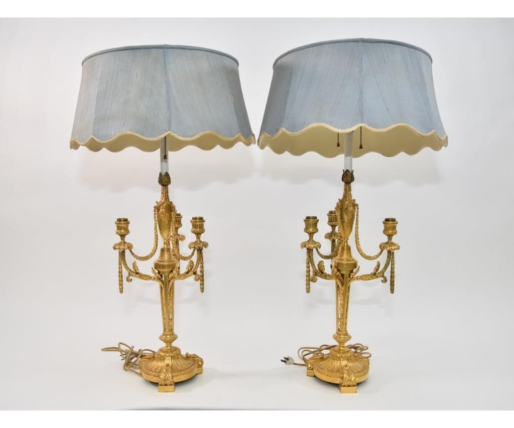 Appraisal: Ornate pair of Barbedienne French Empire gilt -light candelabra signed