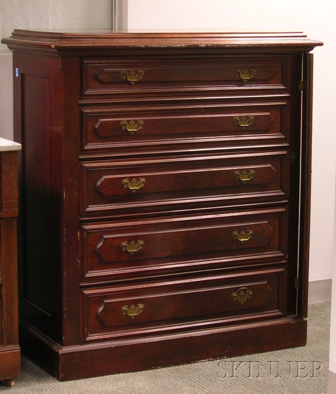 Appraisal: Victorian Walnut Five-Drawer Lock-end Chest replaced hardware ht wd in