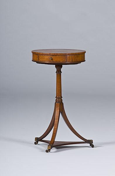 Appraisal: REGENCY SATINWOOD DRUM STAND ca - satinwood with oak a