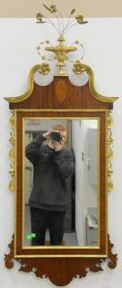 Appraisal: Margolis mahogany Federal style inlaid mirror with gilt urn and