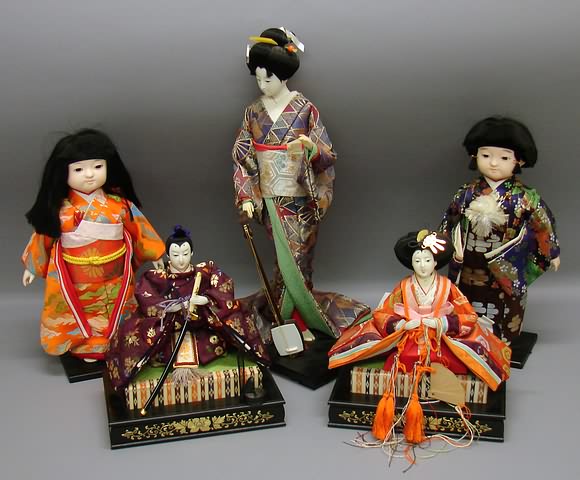 Appraisal: Lot of contemporary Japanese dolls Pair of boy and girl