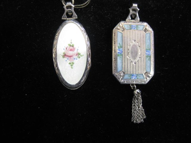 Appraisal: Sterling Silver Enameled Lockets art deco era