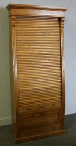 Appraisal: Roll Front Oak Gun Cabinet From a Long Island NY