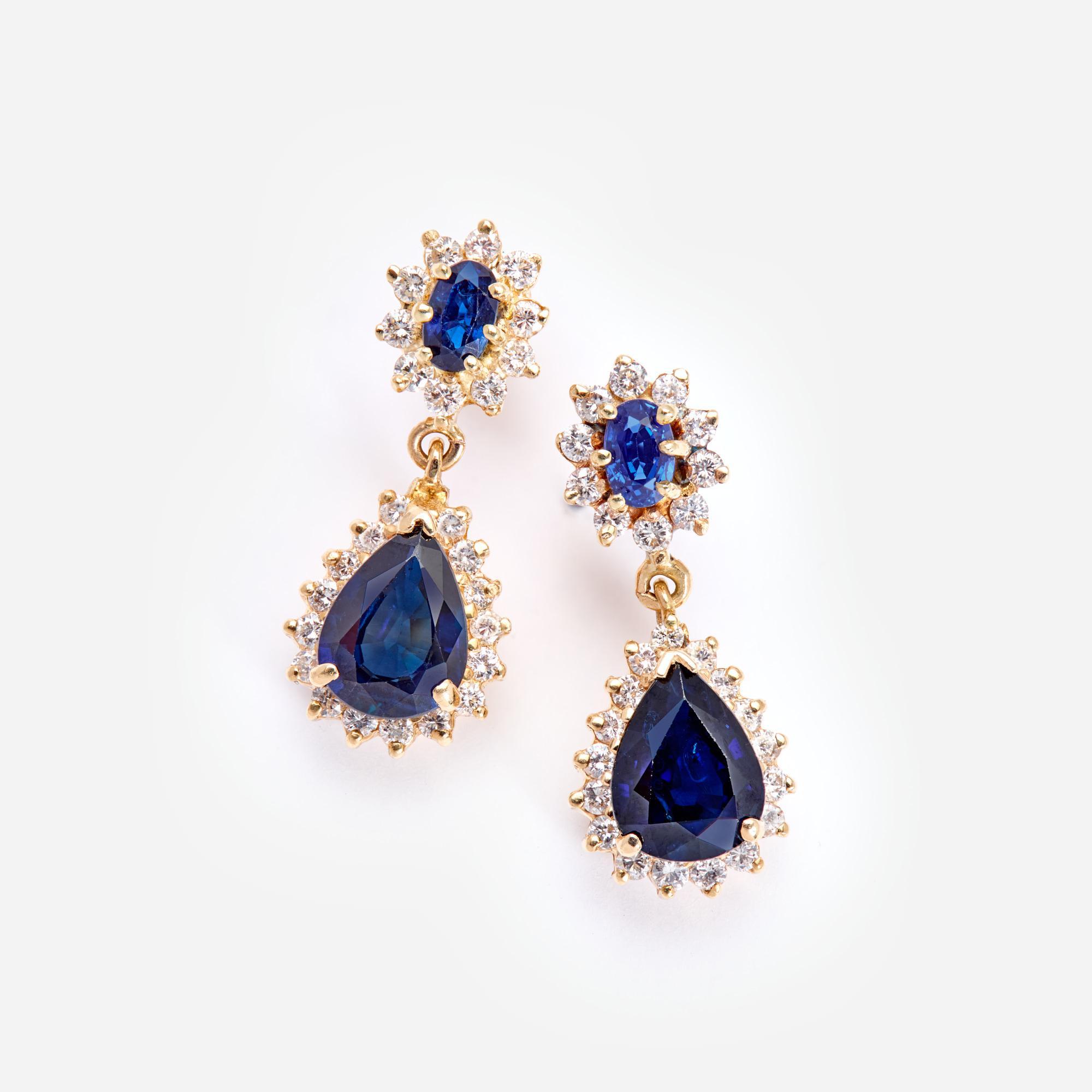 Appraisal: SAPPHIRE AND DIAMOND EARRINGS IN K A pair of k