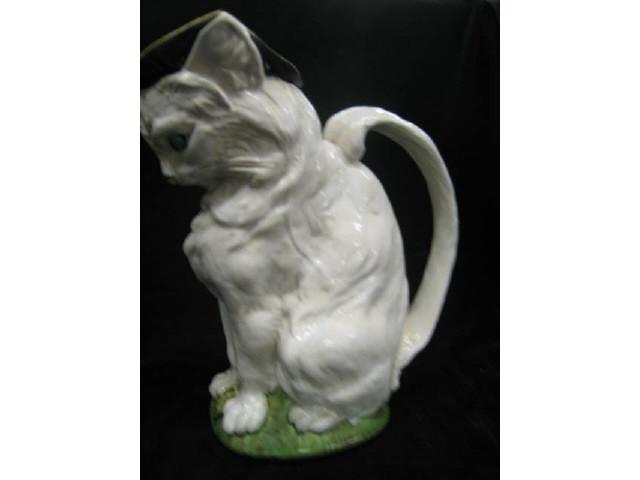 Appraisal: Figural Majolica Pottery Cat Pitcher