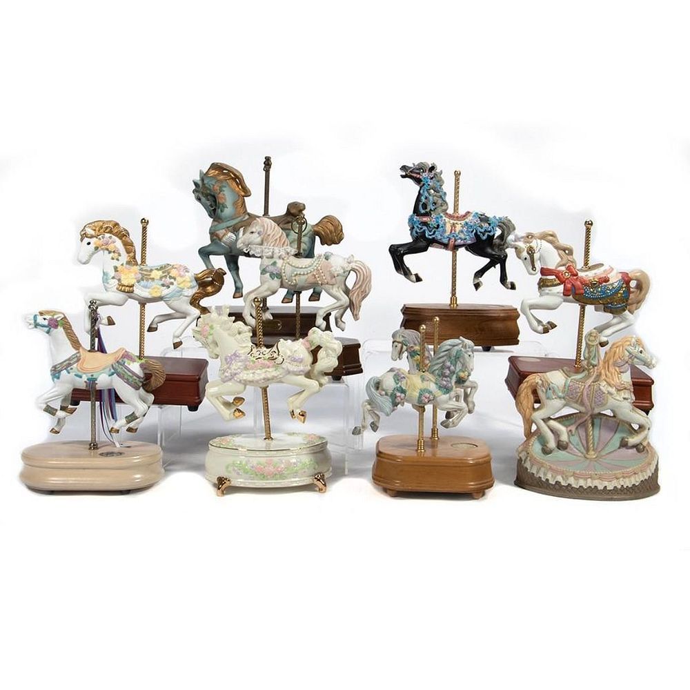 Appraisal: Carousel Music Boxes A collection of decorative ceramic carousel horses