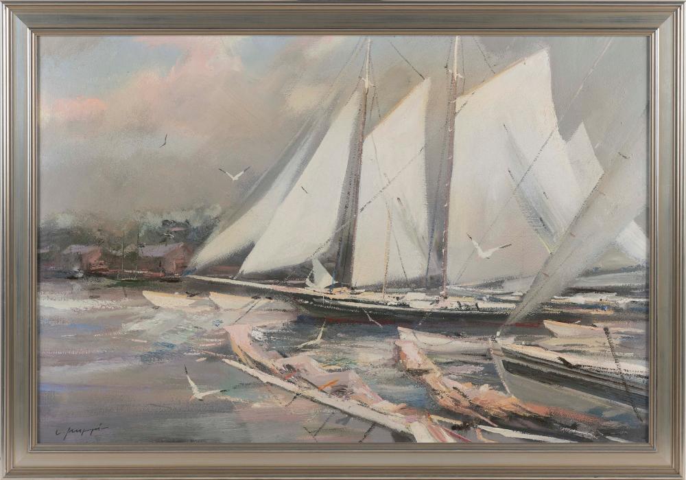 Appraisal: CHARLES C GRUPPE CONNECTICUT - HARBOR SCENE OIL ON BOARD