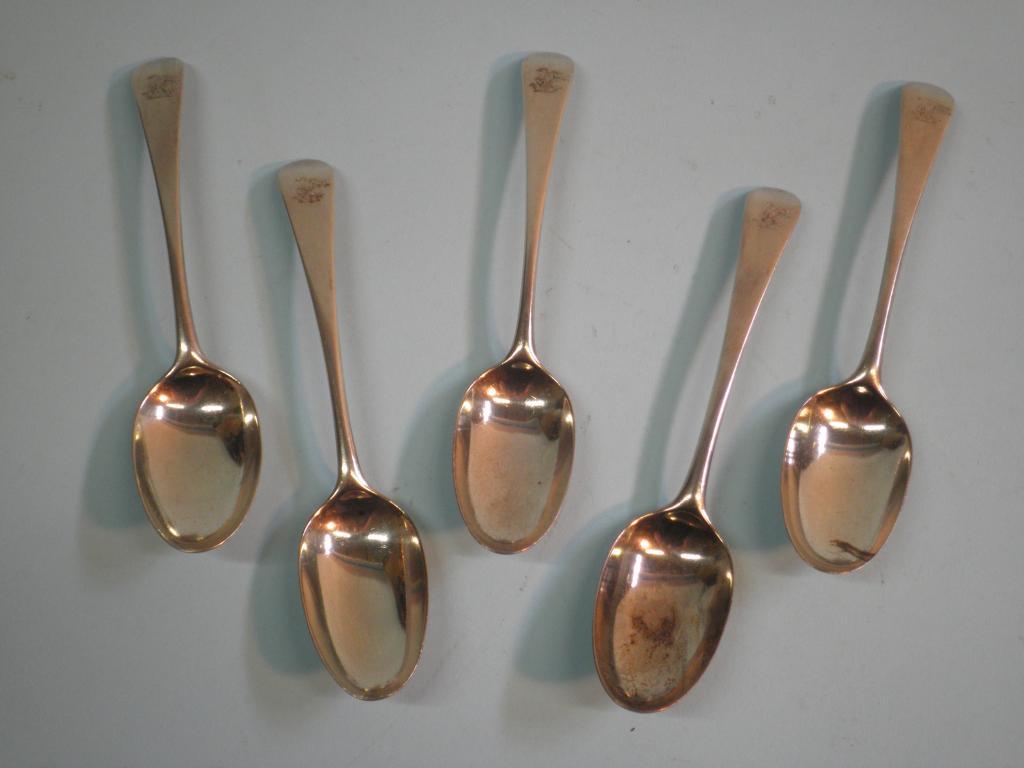 Appraisal: A set of five Old English pattern silver spoons engraved