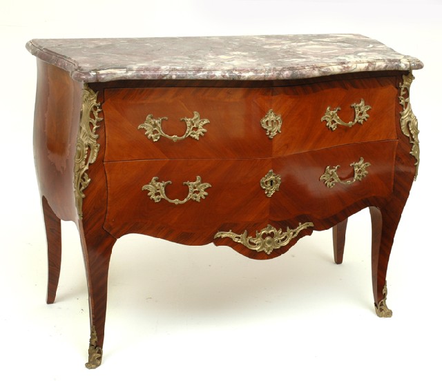 Appraisal: A LOUIS XV STYLE GILT METAL MOUNTED KINGWOOD BOMBE COMMODE