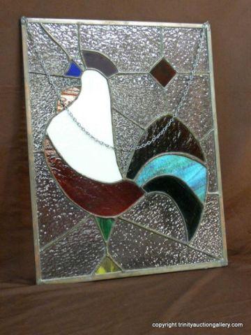 Appraisal: Hanging Leaded Stain Glass Rooster Design x size See photos