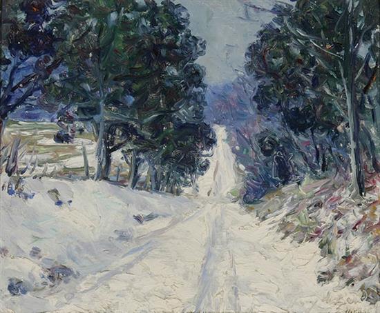 Appraisal: Henry Asbury Rand American - Snow Covered Road Signed Henry