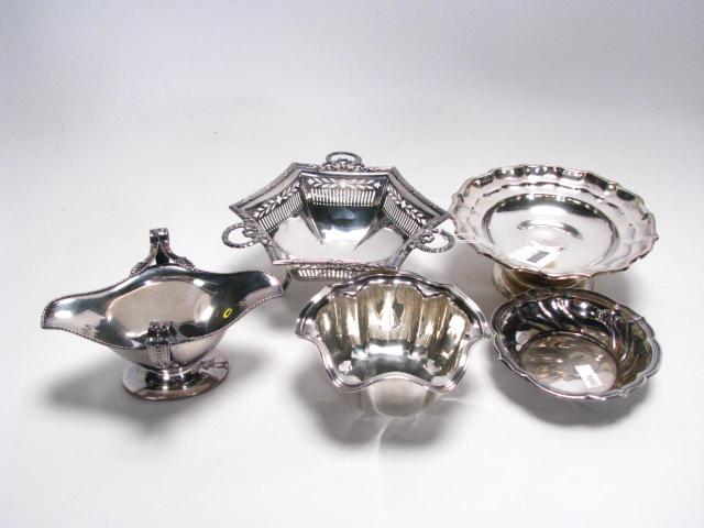 Appraisal: Group of sterling table items and bowls including double handled