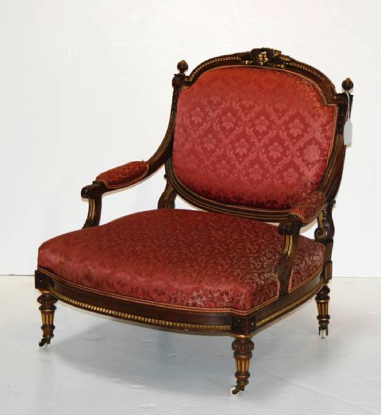 Appraisal: A pair of Louis XVI style low side chairs late