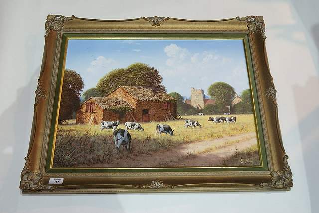 Appraisal: Edward Hersey British b Cattle in a field outside a