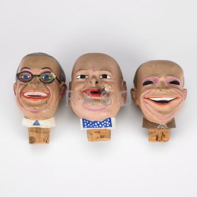 Appraisal: GERMAN Three political bottle stoppers Dwight D Eisenhower Harry S