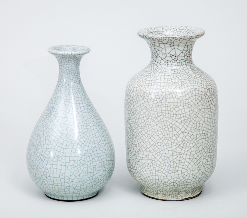 Appraisal: Chinese Crackle-Glazed Porcelain Baluster-Form Vase and a Grey Glazed Porcelain