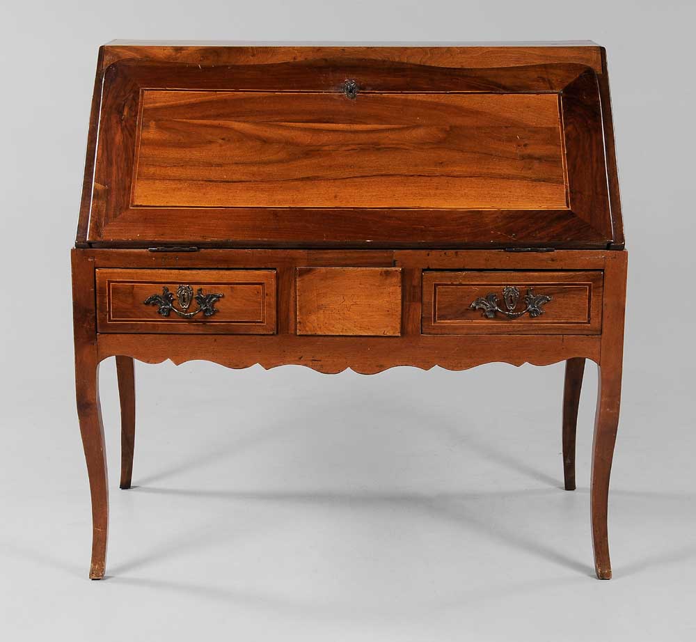 Appraisal: Provincial Louis XV Inlaid Walnut Desk French th th century