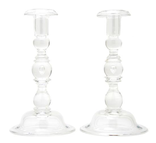 Appraisal: Pair of Steuben Baluster Form Glass Candlesticks of clear glass