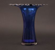 Appraisal: A Large Glass Vase Large blue glass vase has a