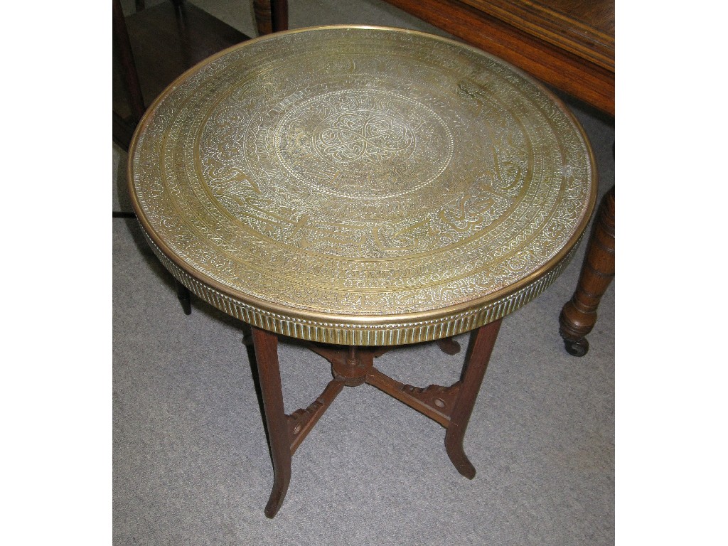 Appraisal: Brass topped folding table