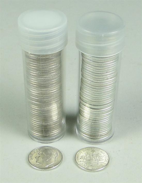 Appraisal: Two Nice BU Rolls Coins Total of Roosevelt Dimes All