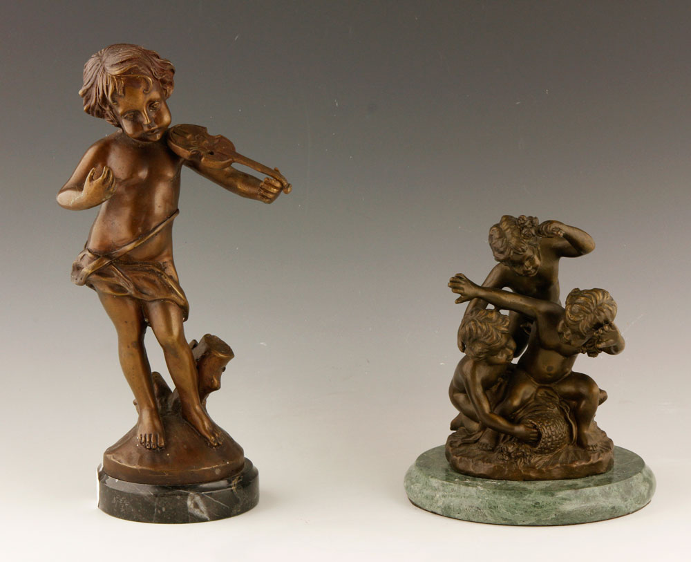 Appraisal: - Bronzed Statues Two statues violinist signed A Moreau three