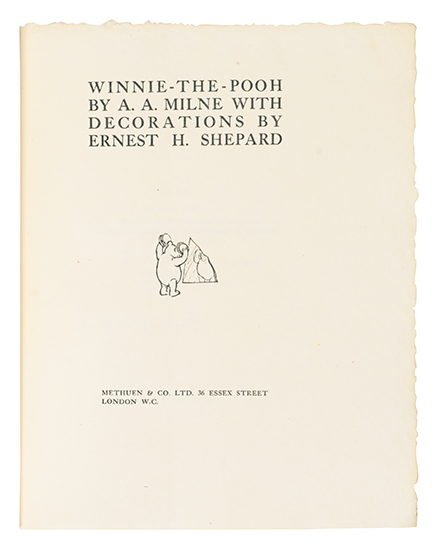 Appraisal: SIGNED LIMITED EDITION CHILDREN'S LITERATURE Milne A A Winnie-the-Pooh Illustrated