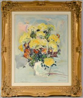 Appraisal: Sterling Strauser Oil on Board Floral Still Life Sterling Strauser