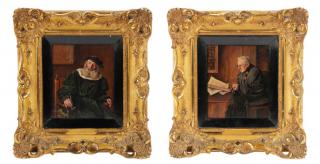 Appraisal: Pair th Century German Paintings Signed F Cetl F Cetl