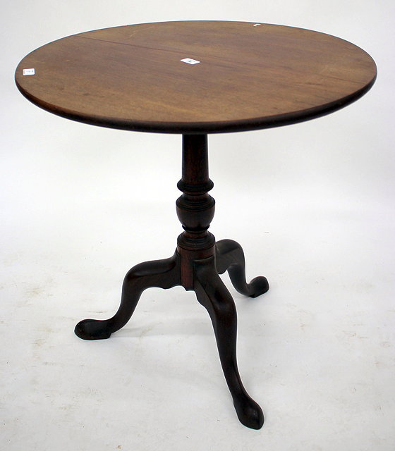 Appraisal: A TH CENTURY MAHOGANY CIRCULAR TOPPED TILT TOP TABLE cm