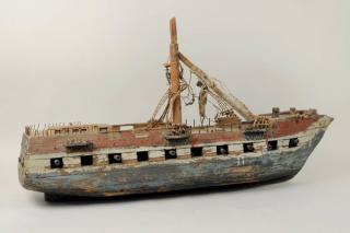 Appraisal: Folk Art Carved Painted Ship Model Folk Art carved and