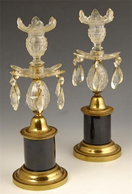 Appraisal: A pair of th century gilt brass and cut glass