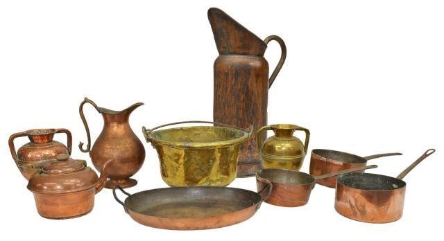 Appraisal: lot French copper and brass kitchenware th th c highlights