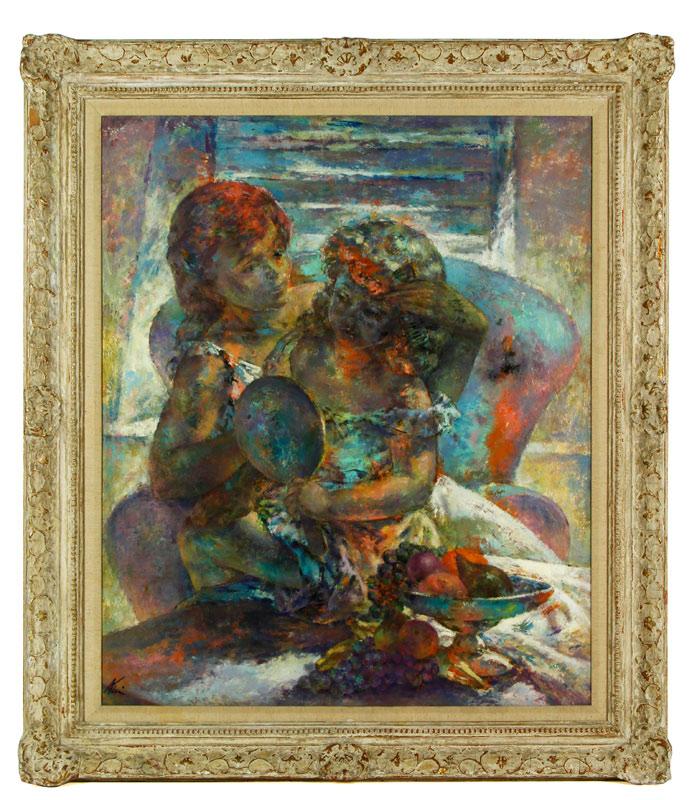 Appraisal: - Portrait of Two Young Girls O B Portrait of