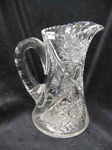 Appraisal: Cut Glass Pitcher brilliant period starburst cane fan designs ''