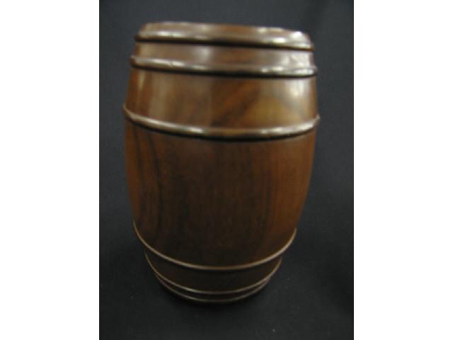 Appraisal: Antique Wooden Tobacco Jar barrel form fine turning