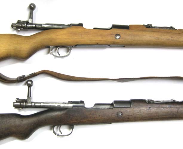 Appraisal: TWO TURKISH BOLT ACTION MAUSER RIFLES mm caliber barrels walnut