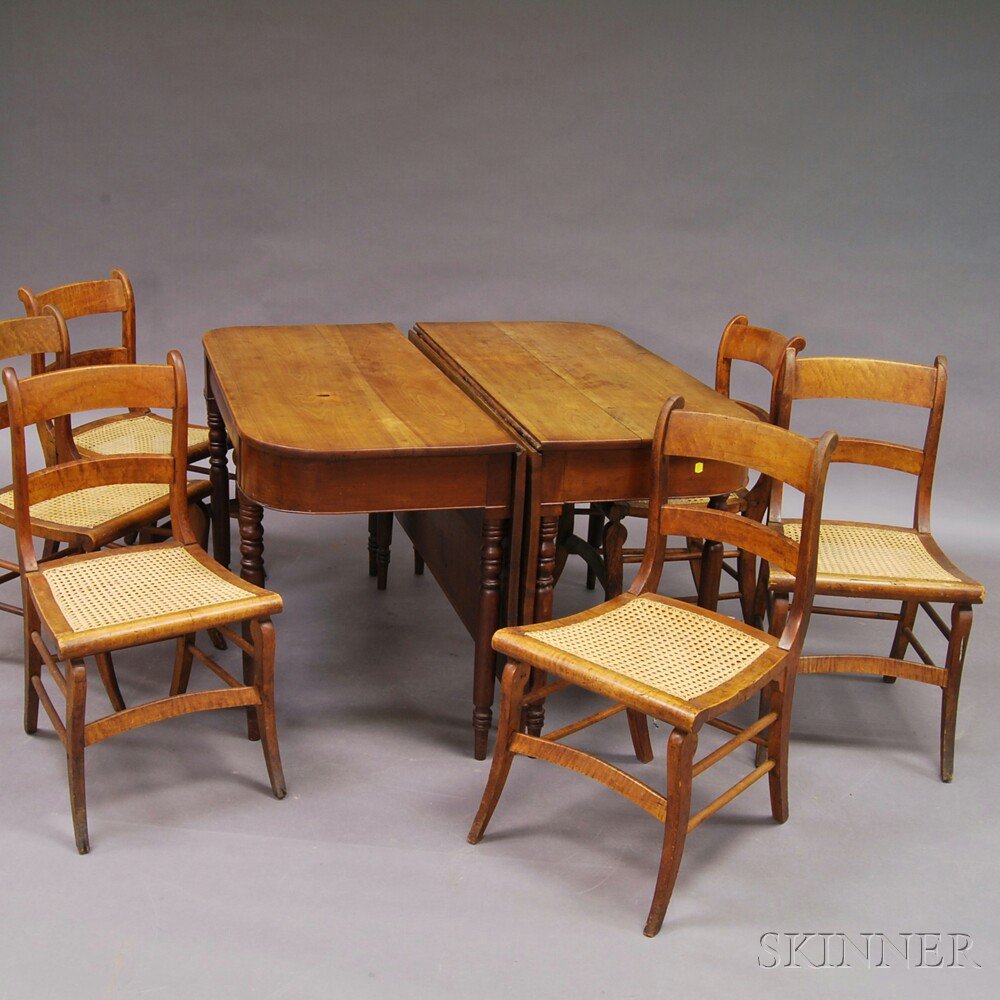 Appraisal: Two-part Federal Cherry Banquet Table and a Set of Six