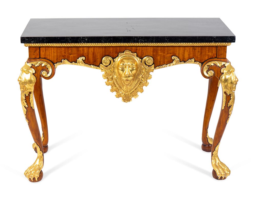 Appraisal: A Pair of George II Style Parcel-Gilt Walnut Consoles Height