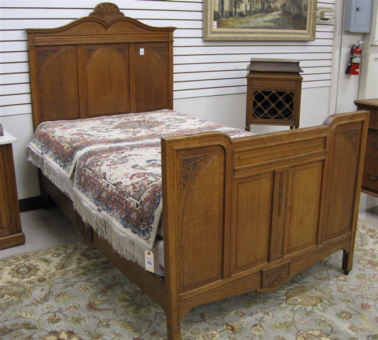 Appraisal: CARVED OAK BED WITH RAILS French late th century size